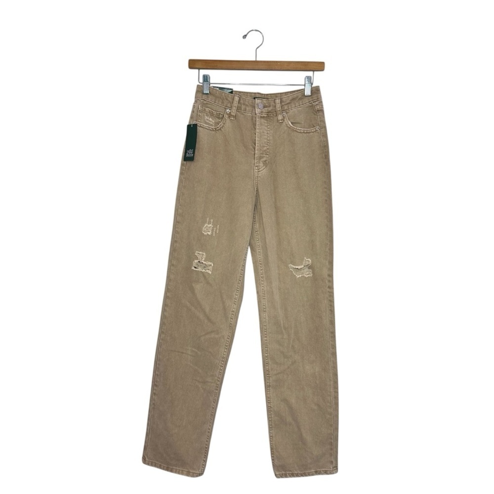 New Wild Fable High-Rise Straight Light Brown Wash Distressed Jeans Size 2